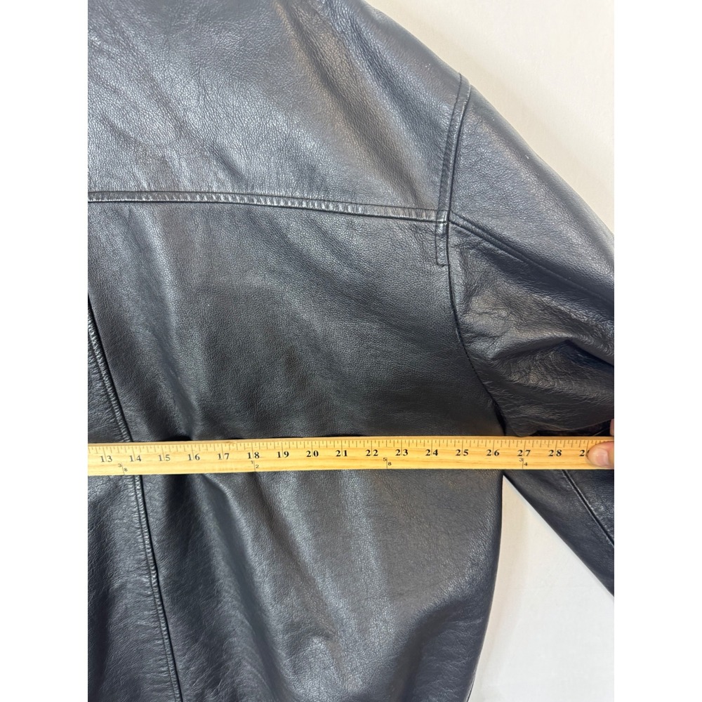 Vintage 90s Gap Mens XL Black Genuine Leather Jacket Quilted Lined Bomber - Picture 12 of 15